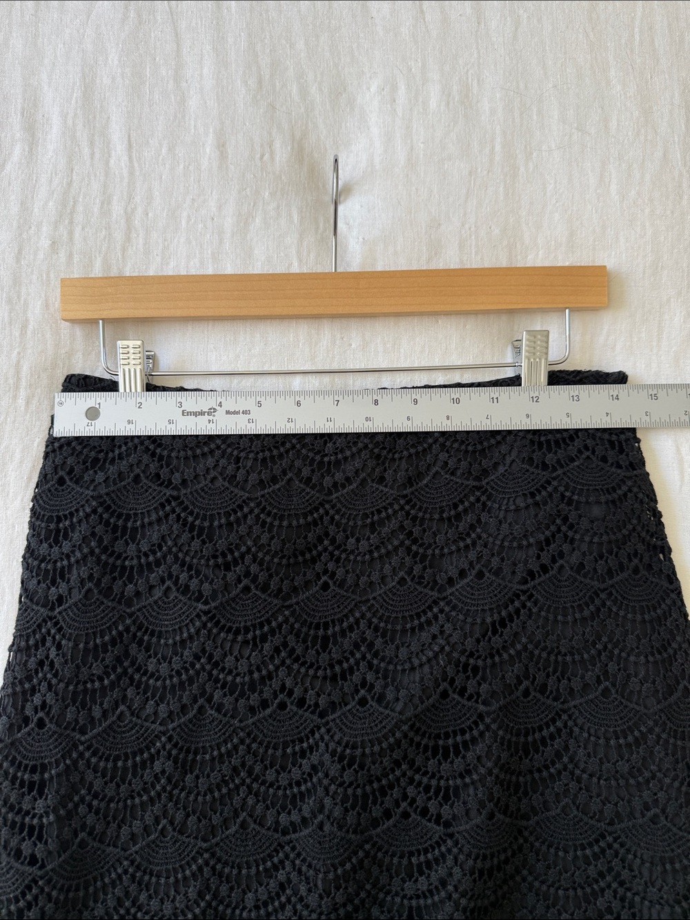 ELLE-Black Crochet Lace Skirt | Scalloped Hem | Boho |‎ Cottagecore Size 4 - Picture 9 of 11
